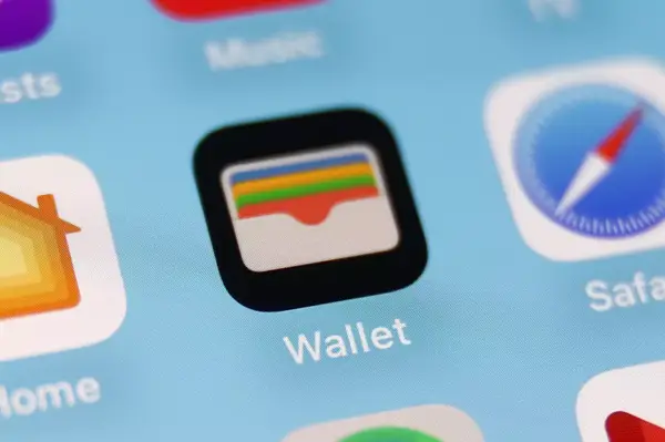 Close-up view of the Wallet app icon on a smartphone screen