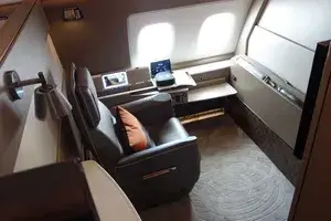 Overhead view of the Singapore Suite on board Singapore Airlines