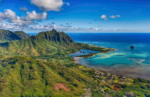 scenic view of sea against sky,waikane,hawaii,united states,usa