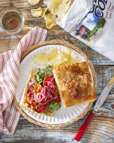 blt with crispy fried tomatoes and avocado