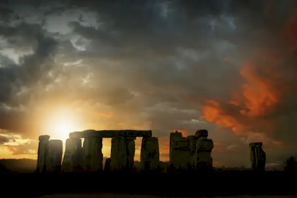 Sun rising over Stonehenge, Wiltshire, United Kingdom