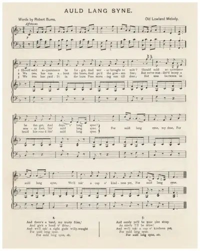 lyrics and sheet music for auld lang syne by robert burns