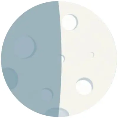 first quarter moon phase, right half of moon illuminated