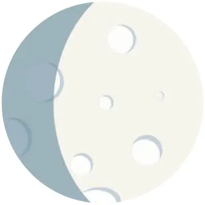 waxing gibbous moon phase, right side of moon illuminated more than halfway