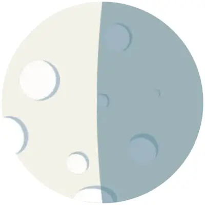 third quarter moon phase, left half of moon illuminated