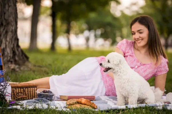 nature captions girl with dog