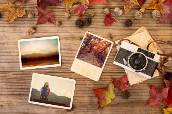Photo album nostalgia in autumn