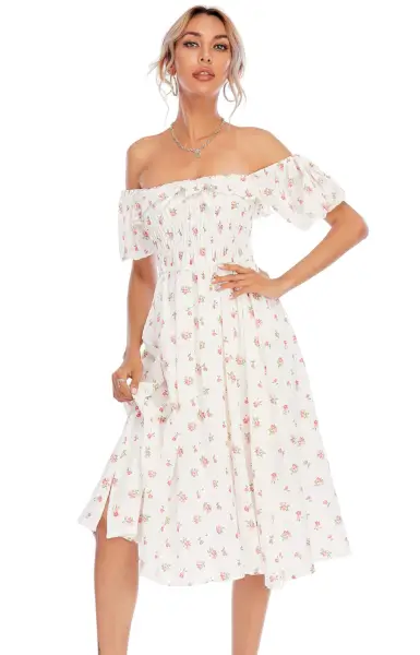 Floral Print Puff Sleeve Dress