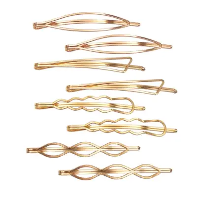 Messen Hair Pins Set Geometric Hair Clips Metal Hairpin Minimalist Hair Styling Jewelry Hair Clamps Accessories Barrettes Gold Bobby Pin for Girl Women (8 Pieces,Style 7)