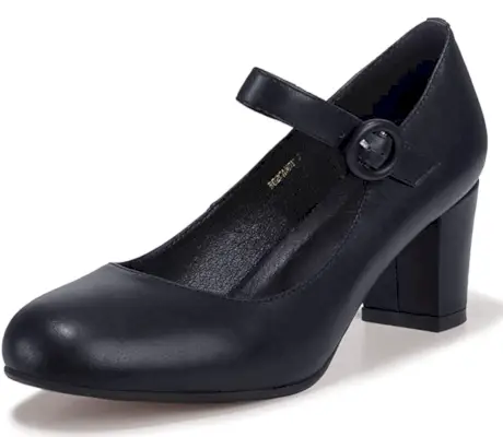 Black Mary Jane Shoes with Low Block Heels
