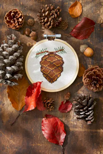 pine cone cross stitch