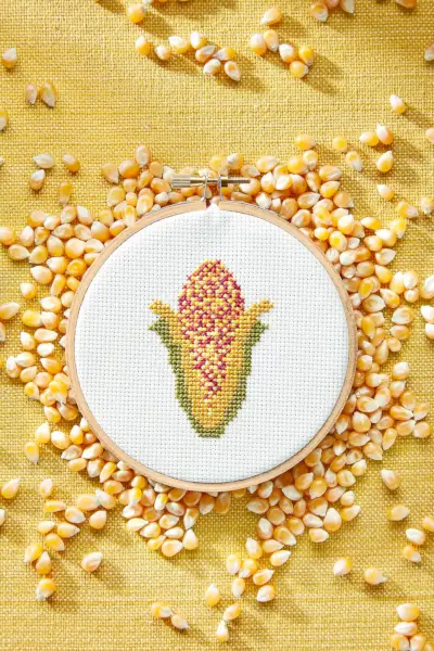 Yellow, Textile, Amber, Pattern, Art, Embroidery, Creative arts, Needlework, Circle, Cross-stitch, 
