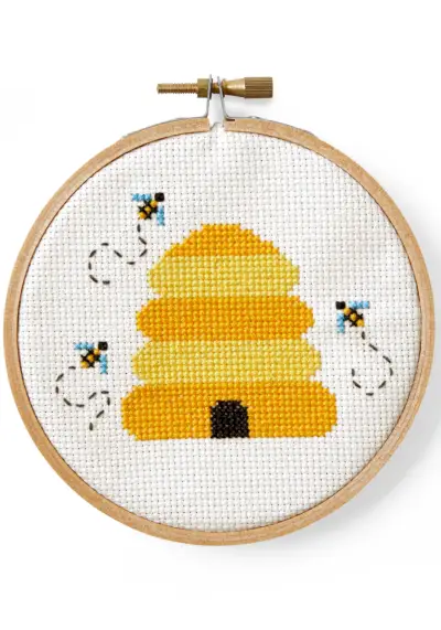 Yellow, Textile, Embroidery, Line, Pattern, Needlework, Creative arts, Cross-stitch, Craft, Circle, 