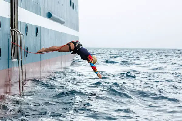 Doing a polar plunge off the SH Diana with Swan Hellenic 