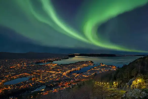Northern Lights above Bergen, Norway, with Viking Cruises