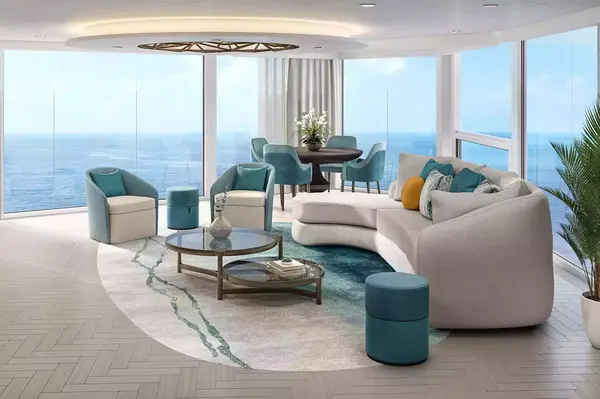 The Solarium Suite Living Room on Royal Caribbeanâs Utopia of the Seas