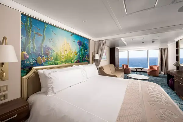 Interior of the Little Mermaid stateroom on board the Disney Wish