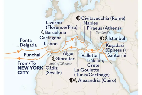 Holland America Line cruise route map