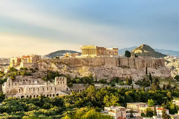 View of the Acropolis of Athens in Greece