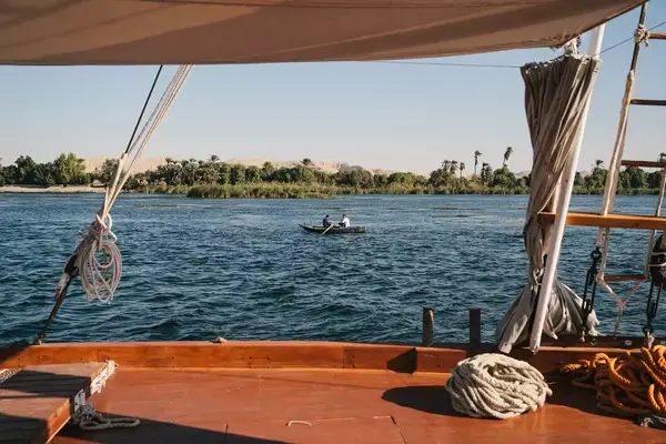 View of the Nile River from the Nour el Nil Poppee dahabiya