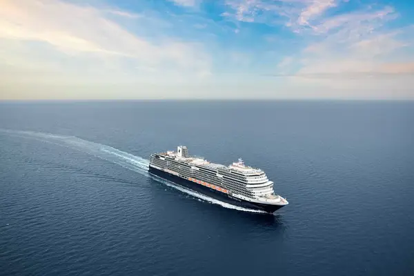 Aerial of cruise ship in the ocean
