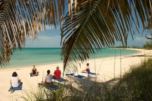 Adults find paradise all for themselves at Serenity Bay on DisneyÃ¢ÂÂs private island paradise, Castaway Cay. On this secluded part of the island, guests can join an instructor for yoga on the beach, just steps away from the wate