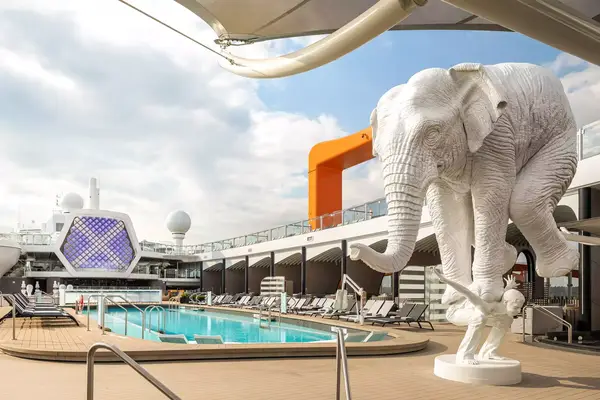 Large statue by pool deck on Celebrity Beyond