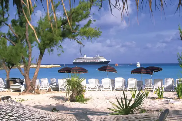 Zaandam sailing by a beach