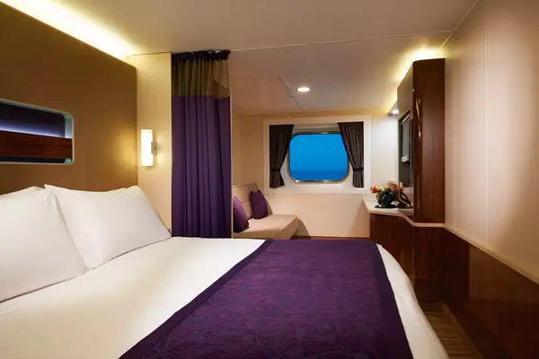 A stateroom on board the Norwegian Getaway cruise ship