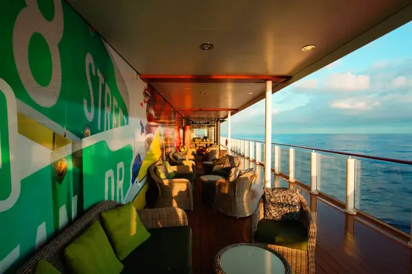 Waterfront dining space on the Norwegian Getaway ship