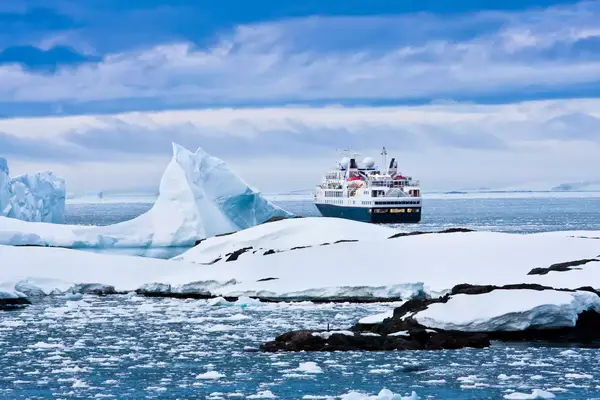 Big cruise ship in the Antarctic waters