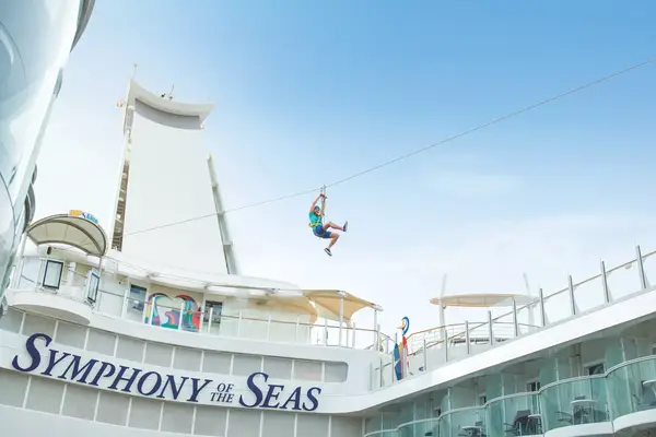 Zip lining on Symphony of the seas