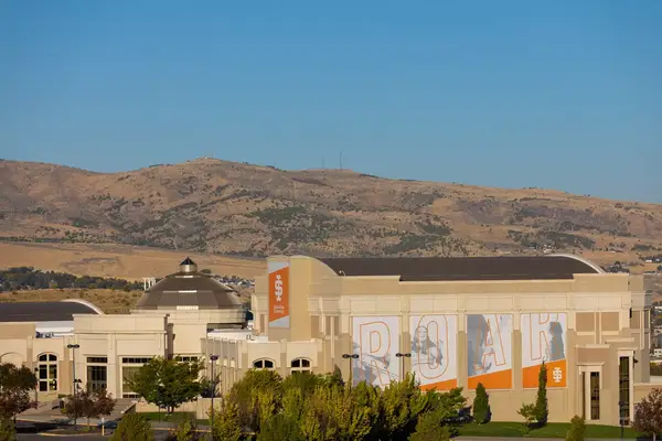 Exterior of the performing arts center at Idaho State University