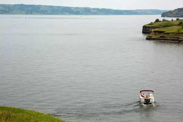 A boat on a reservoir in South Dakota