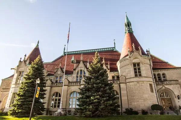 Exterior of a castle-style museum in Saginaw, Michigan.