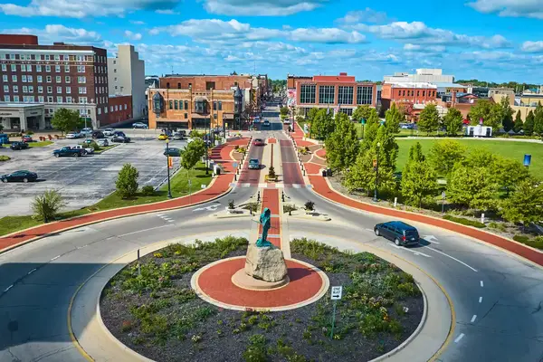 Looking down on the city of Muncie, Indiana on a clear day