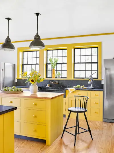 yellow shaker kitchen