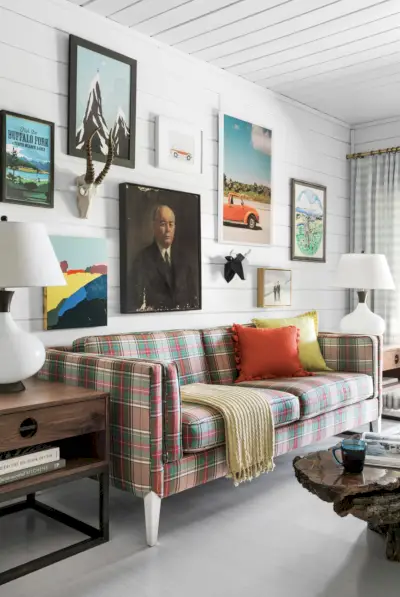 a farmhouse exterior with a metal roof