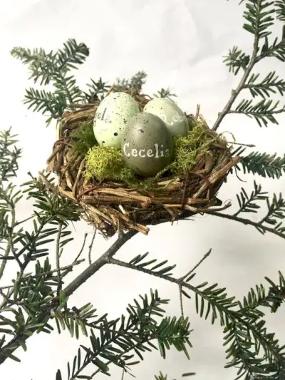 Personalized Bird Nest Ornament