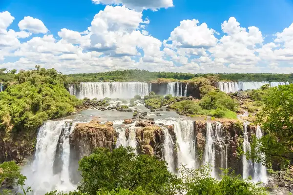 Wide view of Iguazu Falls