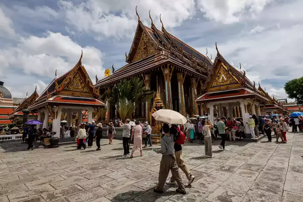 People outside a temple