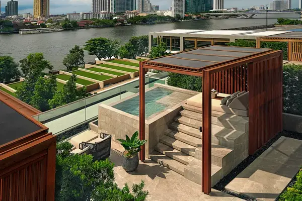 Aerial view of the Verandah terrace at Capella Bangkok