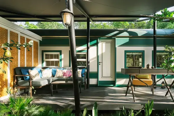 The exterior of a vintage railcar that