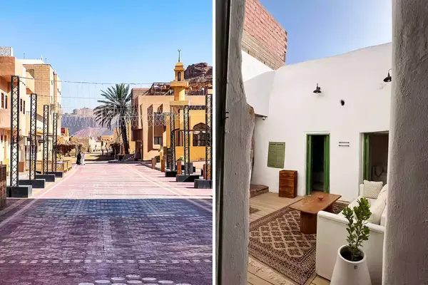 Views of buildings in the arts district of Alula