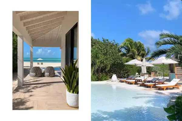 Walking to the beach and the pool at Ambergris Cay in Turks and Caicos