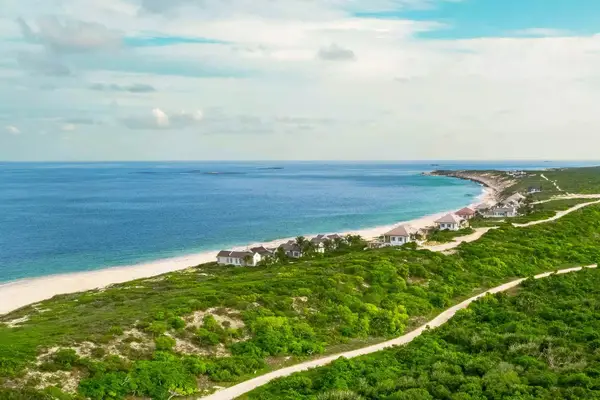 Aerial view of Ambergris Cay