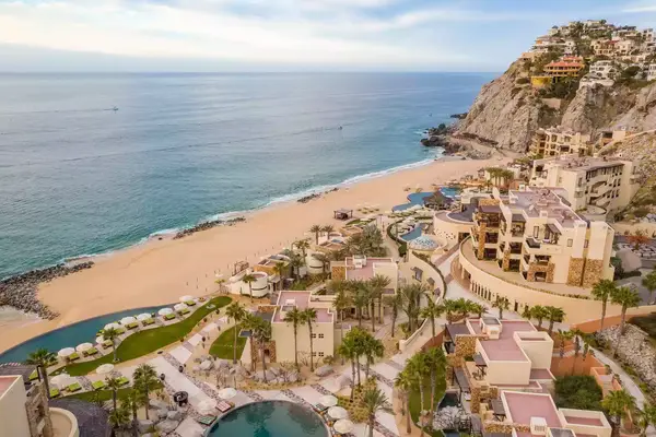 Aerial view of Waldorf Astoria Los Cabos Pedregal in Cabo San Lucas along the beach
