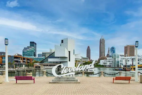 Cleveland skyline from Voinovich Park
