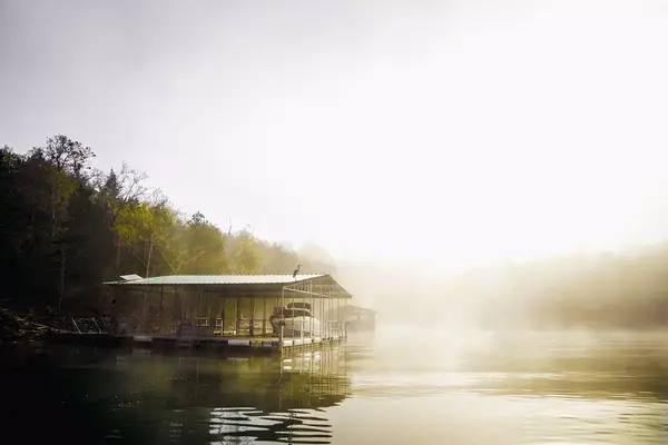Boats docked on an Early morning on Table Rock Lake