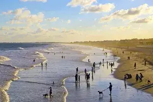 Crowd enjoying the last days of summer, Folly Beach, South Carolina